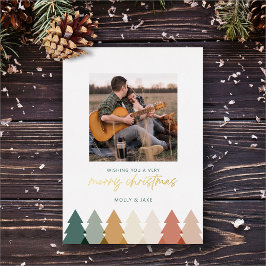 Moderne rustikale Weihnachtsbaumflatkarte Folien Feiertagskarte