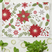 moderne rustikale WeihnachtsBlumen Küchentuch (Gefaltet)