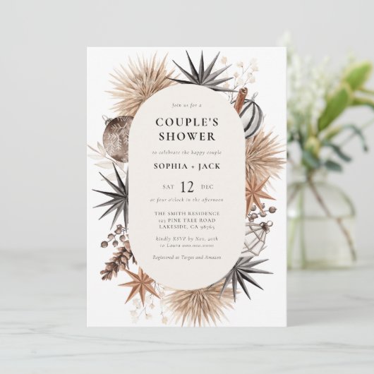 Moderne Rustikale Weihnachtsdusche Einladung (Stehend Vorderseite)