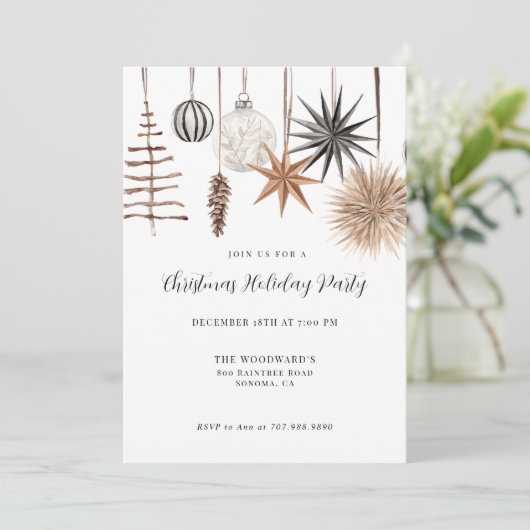 Moderne Rustikale Weihnachtsfeier Einladung (Stehend Vorderseite)