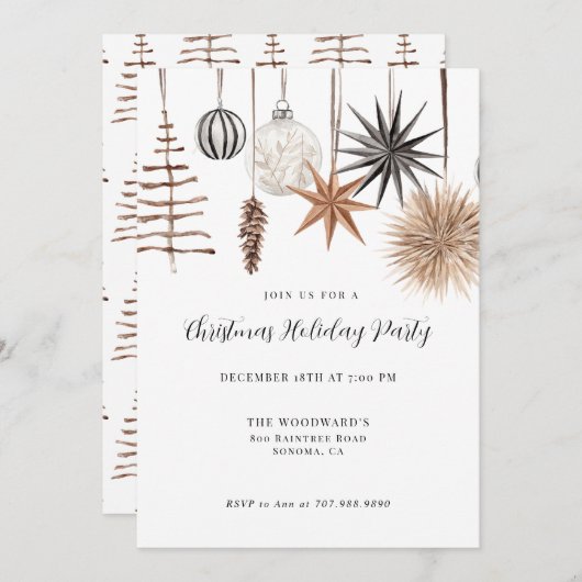 Moderne Rustikale Weihnachtsfeier Einladung (Vorne/Hinten)