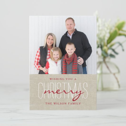 Moderne Rustikale Weihnachtskarte Feiertagskarte (Stehend Vorderseite)