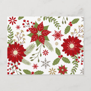 moderne rustikale Weihnachtszeit-Blume Feiertagspostkarte