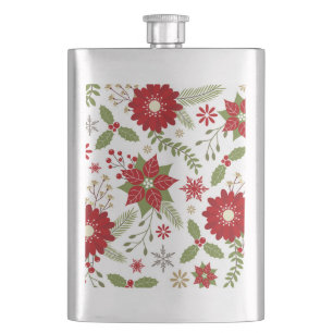 moderne rustikale Weihnachtszeit-Blume Flachmann