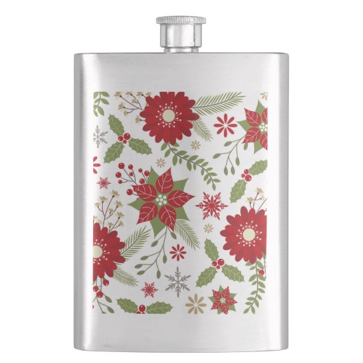 moderne rustikale Weihnachtszeit-Blume Flachmann (Vorderseite)