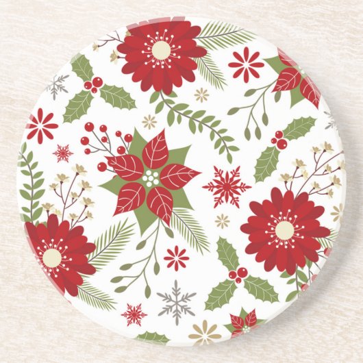 moderne rustikale Weihnachtszeit-Blume Sandstein Untersetzer (Vorne)