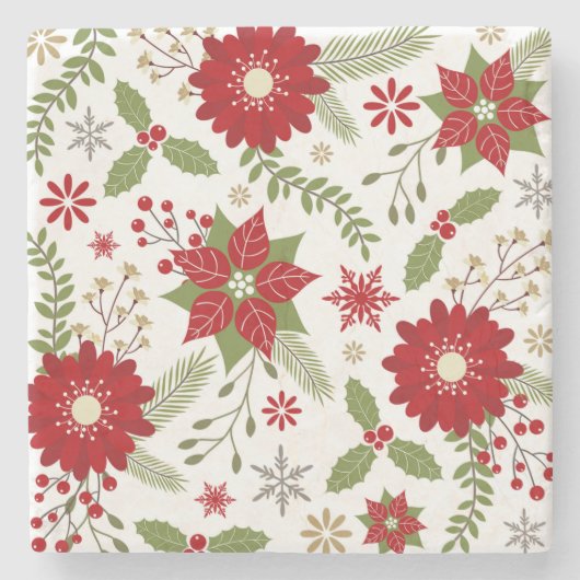 moderne rustikale Weihnachtszeit-Blume Steinuntersetzer (Vorderseite)