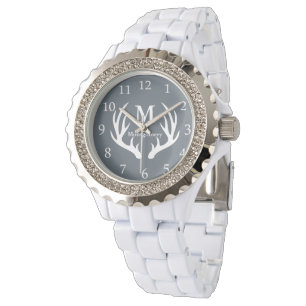 Moderne rustikale weiße armbanduhr