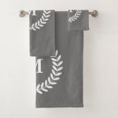 Moderne rustikale weiße noble Lorbeer u. Grau Badhandtuch Set (Insitu)