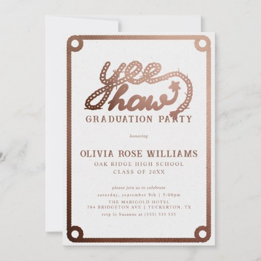 Moderne Rustikale Western Foto Graduation Party Einladung (Vorderseite)