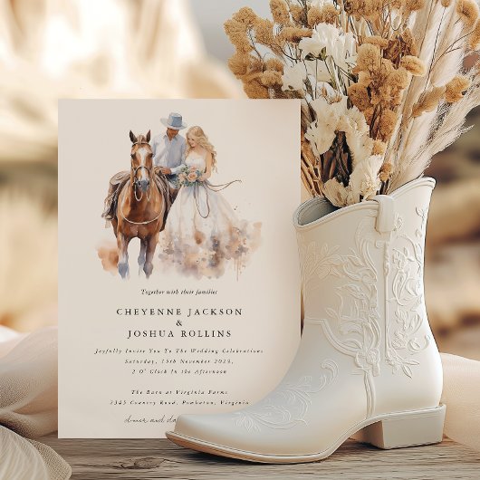 Moderne Rustikale Western Hochzeitseinladung Einladung