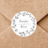 Moderne Rustikale Wildblume Folk Wedding Runder Aufkleber