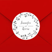 Moderne Rustikale Wildblume Folk Wedding Runder Aufkleber