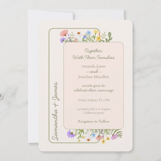Moderne Rustikale Wildblume Hochzeit Einladung (Vorderseite)