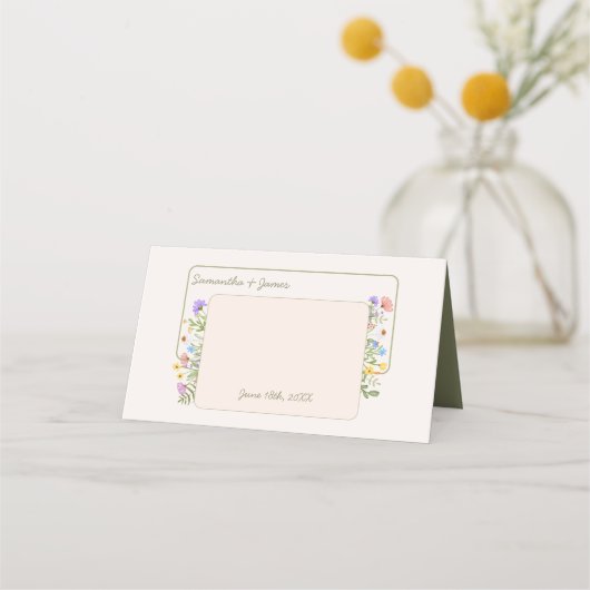 Moderne Rustikale Wildblume Hochzeit Platzkarte (Rückseite)