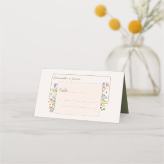 Moderne Rustikale Wildblume Hochzeit Platzkarte