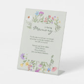 Moderne rustikale Wildblume im Gedächtnis Sockelschild (Vorderseite)