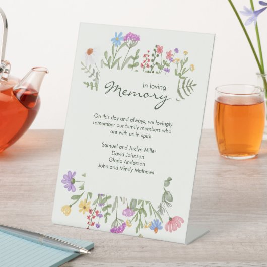 Moderne rustikale Wildblume in Memoriam Wedding Sockelschild (In Situ)