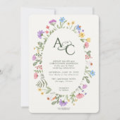 Moderne Rustikale Wildblume Monogram Wedding Einladung (Vorderseite)