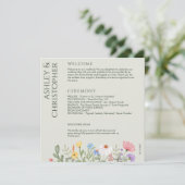 Moderne Rustikale Wildblume Soft Sage Wedding Programm (Stehend Vorderseite)