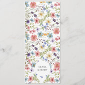 Moderne rustikale Wildblumen Hochzeit Menükarte (Rückseite)