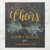 Moderne Rustikale Winterklatschtafeln jubeln Hochz Weinetikett (Einzelnes Label)