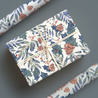 Moderne rustikale Winterwälder Botanische Pinienwä Geschenkpapier Set