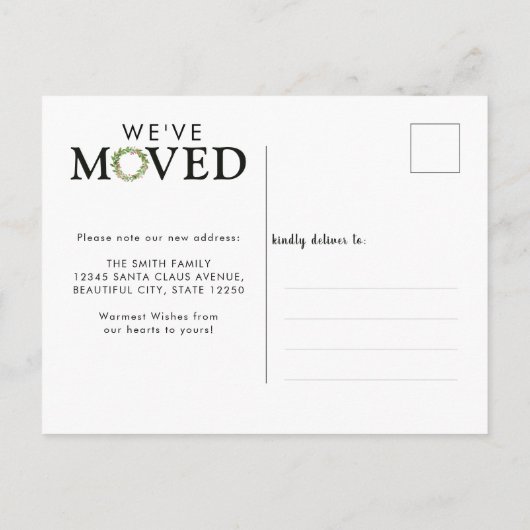 Moderne rustikale Wir haben Zuhause für Ferien in Ankündigungspostkarte (Rückseite)