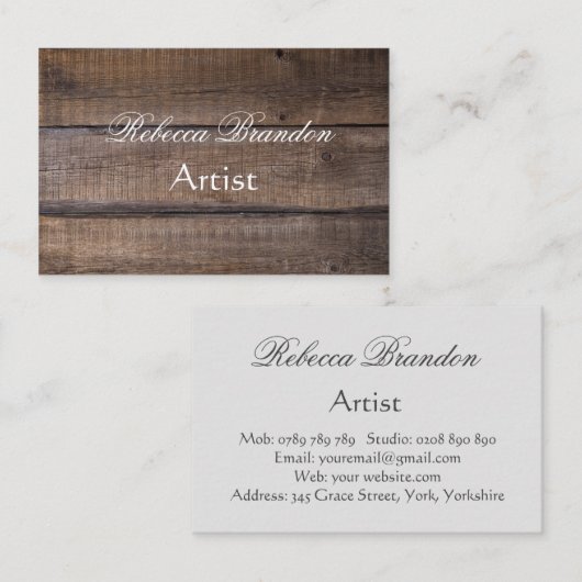Moderne Rustikale Woodsignatur-Script-Visitenkarte Visitenkarte (Vorne/Hinten)