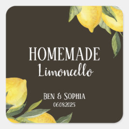Moderne Rustikale Zitronen, hausgemachte Limoncell Quadratischer Aufkleber