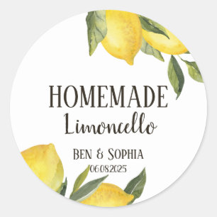 Moderne Rustikale Zitronen, hausgemachte Limoncell Runder Aufkleber
