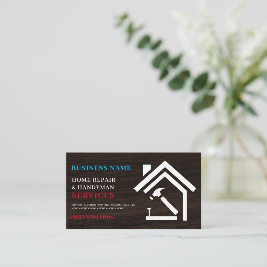 Moderne rustikale Zuhause-Reparatur Handyman Visitenkarte (Stehend Vorderseite)