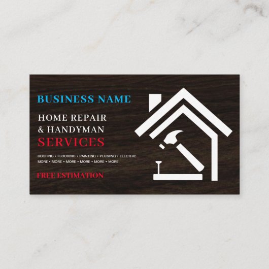 Moderne rustikale Zuhause-Reparatur Handyman Visitenkarte (Vorderseite)