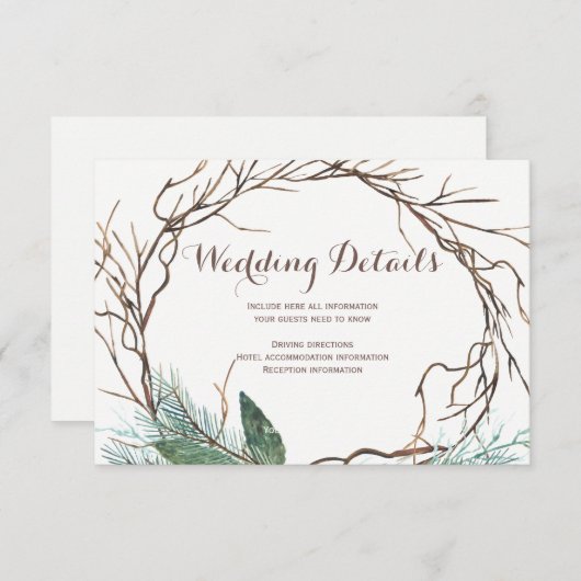Moderne rustikale Zweigstelle Hochzeitsgast Detail Begleitkarte (Vorne/Hinten)