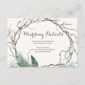Moderne rustikale Zweigstelle Hochzeitsgast Detail Begleitkarte (Vorderseite)