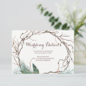 Moderne rustikale Zweigstelle Hochzeitsgast Detail Begleitkarte (Stehend Vorderseite)