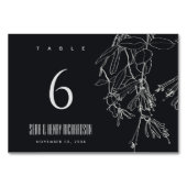 MODERNE RUSTIKSCHWARZE LINIE ZEICHNEND BLUMENFLÄCH TISCHNUMMER (Rückseite)