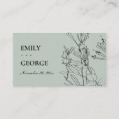 MODERNE RUSTISCHE GrauLINIE ZEICHNEND BLUMENFLÜGEL Visitenkarte (Rückseite)