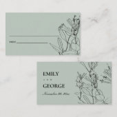 MODERNE RUSTISCHE GrauLINIE ZEICHNEND BLUMENFLÜGEL Visitenkarte (Vorne/Hinten)