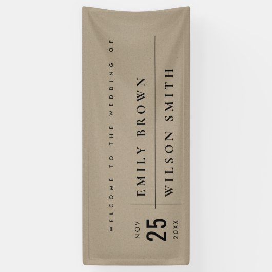 MODERNE RUSTISCHE KRAFT TYPOGRAPHY WEDD WILLKOMMEN BANNER (Vertikal)