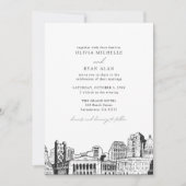 Moderne Sacramento Skyline Black & White Wedding Einladung (Vorderseite)