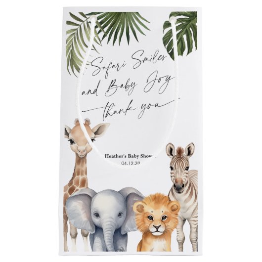 Moderne Safari Animals Baby Boy Dusche für Goodie Kleine Geschenktüte (Vorderseite)