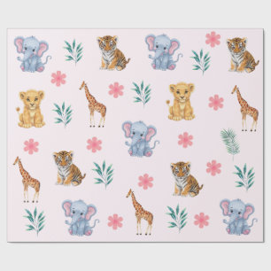 Moderne Safari-Dschungeltiere Elefant Tiger Löwe Geschenkpapier
