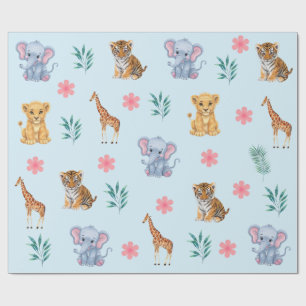 Moderne Safari Jungle Tiere Elefant Tiger Lion Geschenkpapier