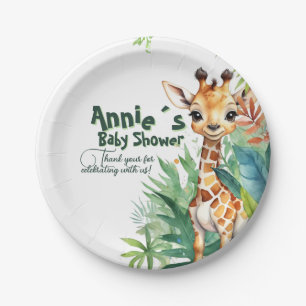 Moderne Safari mit tropischer Babydusche Pappteller