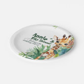 Moderne Safari mit tropischer Babydusche Pappteller (Schrägansicht)