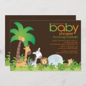 Moderne Safari-Tier-Babyparty-Einladung Einladung (Vorne/Hinten)