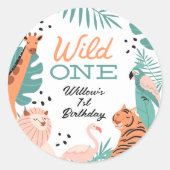 Moderne Safari Tiere Wild One Birthday Stickers (Vorderseite)