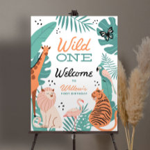 Moderne Safari Tiere Wild One Willkommenszeichen