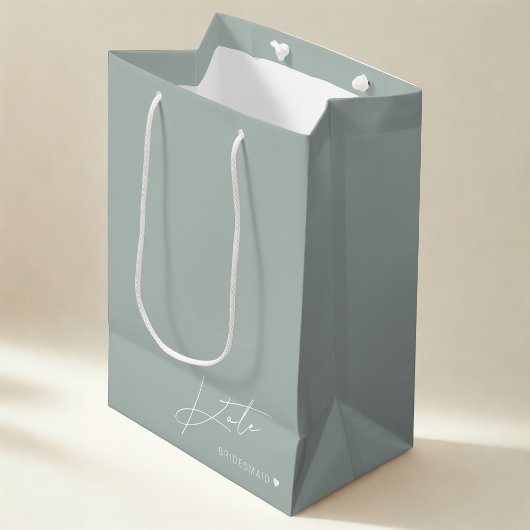 Moderne Sage Bridesmaid Vorschlag Gifttasche Mittlere Geschenktüte